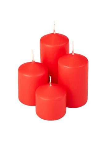 Lépcsős adventi henger gyertya készlet- Ø40 x 40/55/70/85mm - Matt piros
