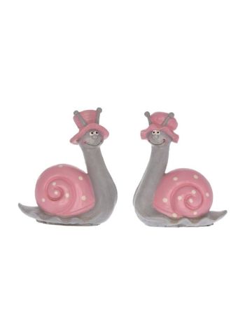 Csiga fiú- lány sapkában poly 6-5x11-5x14cm rózsaszín 2 féle  DD61672