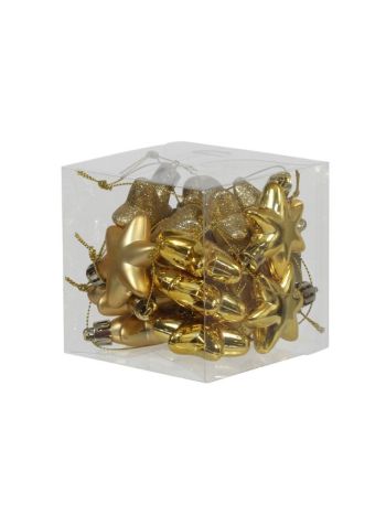 Csillag fényes,matt, glitteres dobozban műanyag 5cm arany S/18 @