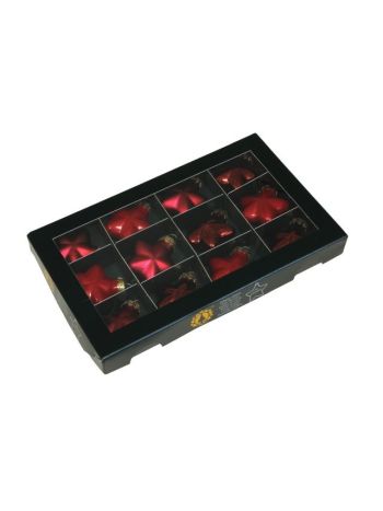 Csillag üveg, 4 cm, christmas red, S/12