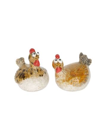 Csirke kerámia 9x7-6x9 cm barna 2 féle DD67329