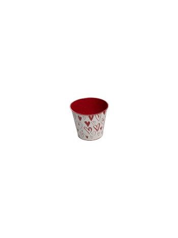 Cink ültető Ø23-5 cm piros/fehér szívmintás D02ZXD12