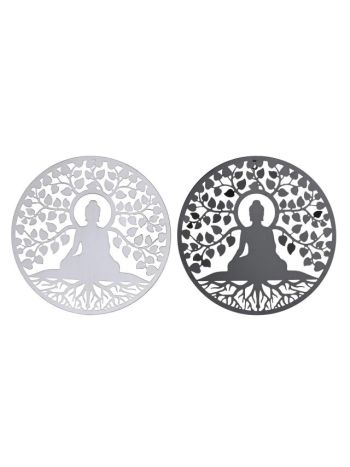 Dekoráció falra Buddha fém 40x1x40cm fekete-fehér 2 féle