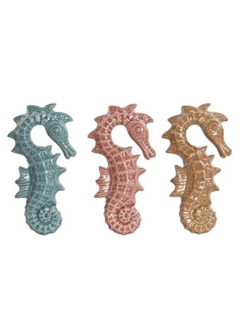 Dekoráció falra csikóhal porcelán 10x3x18 cm színes 3 féle DP-209344