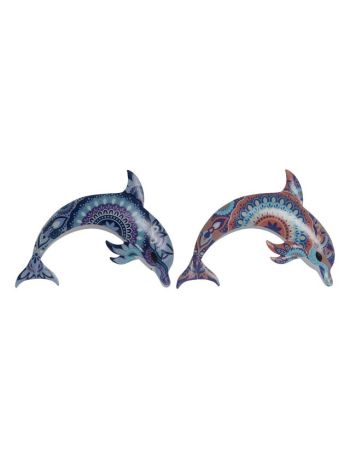 Dekoráció falra delfin fém 30-5x1x15 cm színes 2 féle