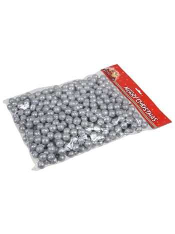 Dekorgolyó glitteres 140 gr hungarocell 18 mm ezüst