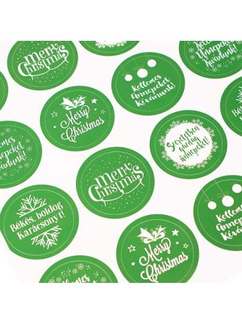 24 db. 4cm-es karácsonyi matrica - Zöld
