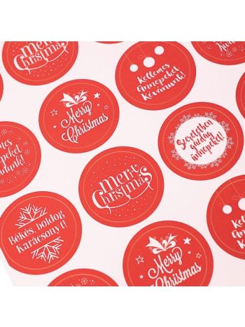 24 db. 4cm-es karácsonyi matrica - Piros