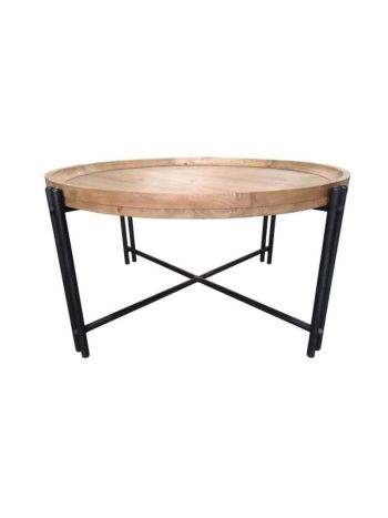 Dohányzó asztal fa- fém 90x90x45 cm fekete- barna