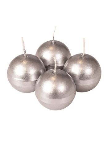 Adventi gömb gyertya készlet 5cm - Metál ezüst