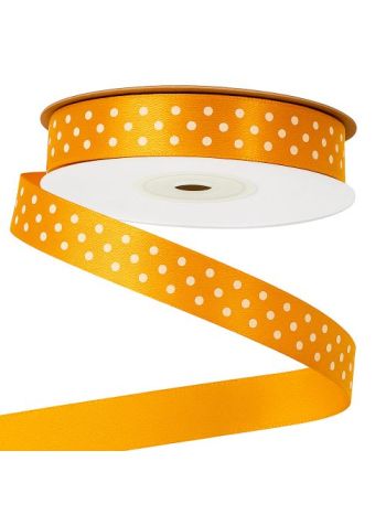 Fehér pöttyös szatén szalag 12mm x 20m - Sötét cit