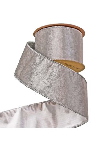 Ezüst bársony szalag drótos szegéllyel 63mm x 5m