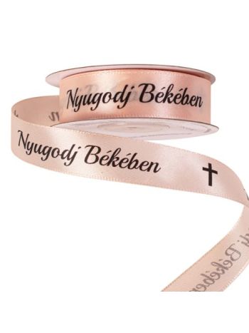 Nyugodj Békében feliratos szatén gyász szalag 20mm x 20m - Pezsgő