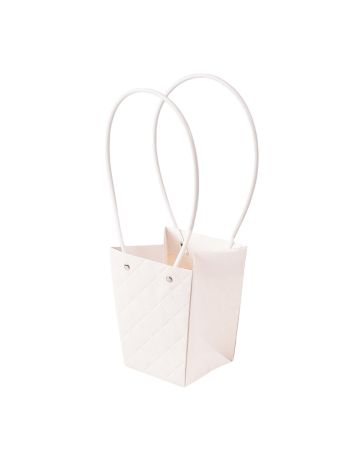 10db. dombornyomott virág-ajándék táska 13(h) x 9.5(sz) x 15.5(m) cm - Fehér