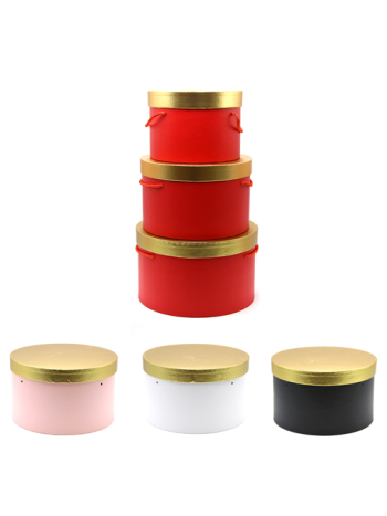 PAPÍRDOBOZ KEREK 3 DB 1/18 25x25x15; 22x22x14; 18x18x13 cm 4 SZÍNBEN