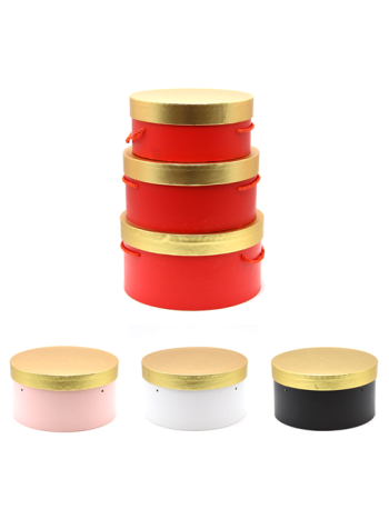PAPÍRDOBOZ KEREK 3 DB 1/30 22x22x12; 20-5x20-5x10; 18-5x18-5x8-5 cm 4 SZÍNBEN