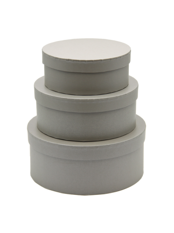 PAPÍRDOBOZ KEREK 3 DB 1/36 21-5x9; 18-5x7-5; 15-5x6 cm SZÜRKE