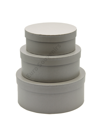 PAPÍRDOBOZ KEREK 3 DB 1/36 21-5x9; 18-5x7-5; 15-5x6 cm SZÜRKE
