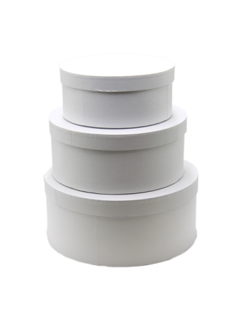 PAPÍRDOBOZ KEREK 3 DB 1/6 30x13,5; 27x11,5; 22x9,5 cm FEHÉR