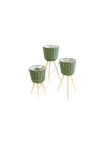 VIRÁGTARTÓ 3 DB 1/8 ZÖLD 25-5x42; 25-5x56; 25-5x68 cm ES07301