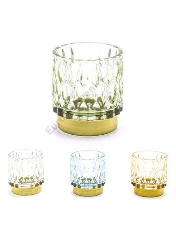 MÉCSESTARTÓ ÜVEG 1/120 7x8 cm 4 SZÍNBEN