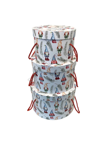 PAPÍRDOBOZ KEREK 3 DB KARÁCSONYI 1/18 19x13;22x14-5;25-5x15 cm