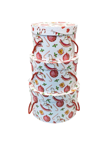 PAPÍRDOBOZ KEREK 3 DB KARÁCSONYI 1/18 19x13cm;22x14-5cm;25-5x15 cm