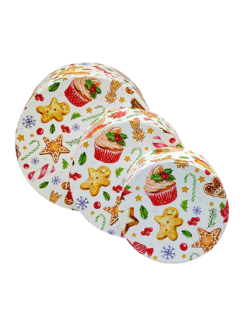 PAPÍRDOBOZ KEREK 3 DB KARÁCSONYI 1/30 21x11-5;17x9;14x7-5 cm