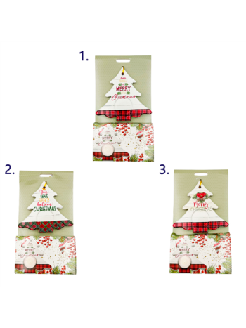 MÉCSESTARTÓ KARÁCSONYI 12/72 12-5x12-5 cm 3 FÉLE 4 MÉCSESSEL