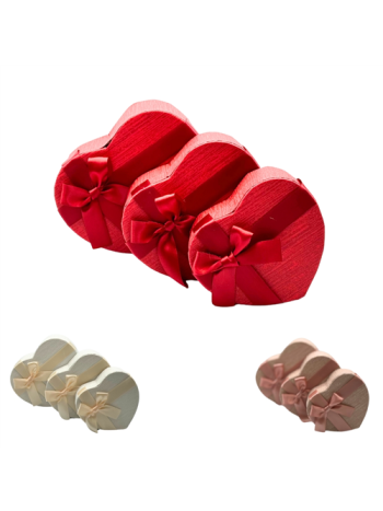 PAPÍRDOBOZ 3 DB SZÍV 1/96 15x14x7-5;13x12x6;11-5x10-5x5 CM 3 SZÍNBEN