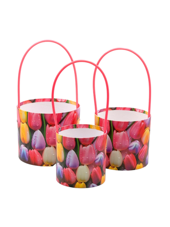 PAPÍRDOBOZ 3 DB 1/45 12x12; 14x13; 15,5x13,5 cm TULIPÁNOS