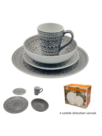 ÉTKÉSZLET SZÜRKE 16 DB-OS 1/2