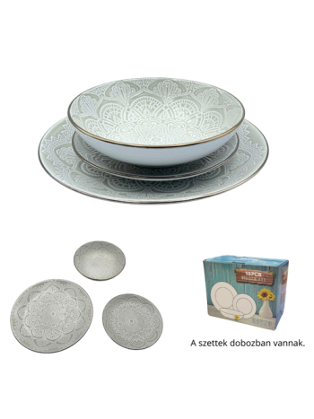 ÉTKÉSZLET SZÜRKE 18 DB-OS 1/2