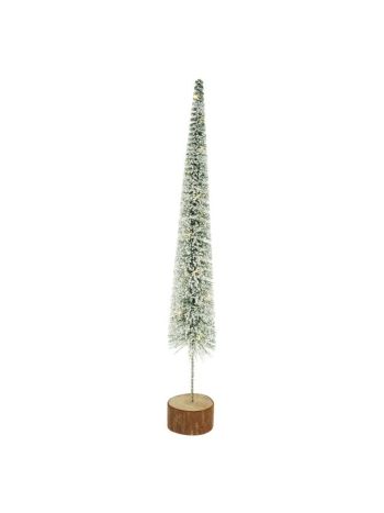 Fenyő fa talpon havas- LED-es műanyag- fa 6×58-5 cm zöld