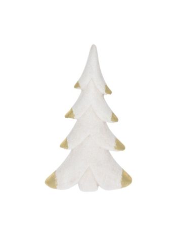 Fenyőfa glitteres- kerámia- 13-6x6x21-9 cm- fehér- arany SSS