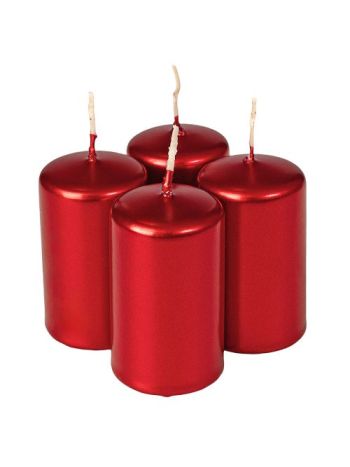 Adventi henger gyertya készlet- 7 x 4cm - Metál piros