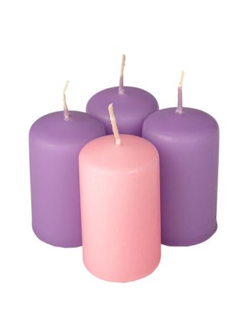 Adventi henger gyertya készlet- 7 x 4cm - Matt 3 lila- 1 rózsaszín