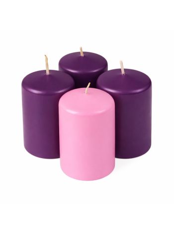Adventi henger gyertya készlet- 7 x 4cm - Matt 3 sötétlila- 1 rózsaszín