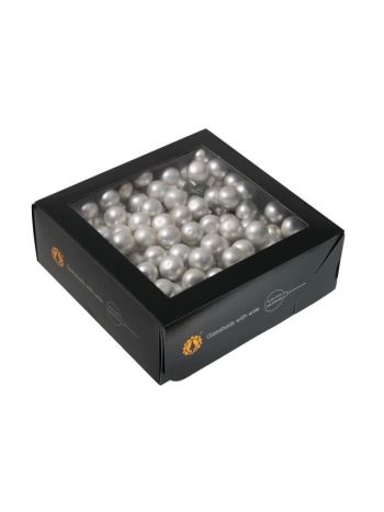 Gömb betűzős, üveg, 2 cm, silver mat, S/144