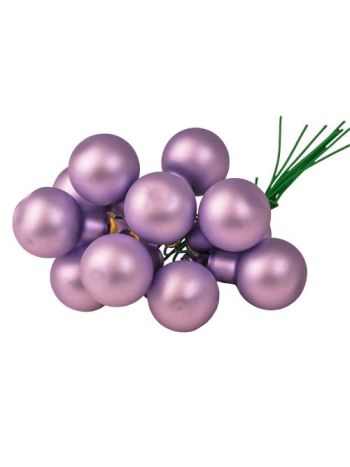 Üveggömb pick- matt világoslila- 2cm-es- 12 db-os köteg