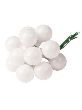 5990003943044 Üveggömb pick- fényes fehér- 2cm-es- 12db