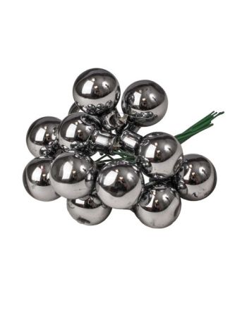 Üveggömb pick- fényes szürke- 2cm-es- 12 db-os köteg