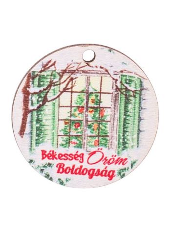 5db. Békesség Öröm Boldogság feliratos dekor tábla 5cm