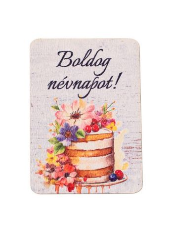 4db. Boldog névnapot! feliratos dekor fa tábla 7 x 5cm