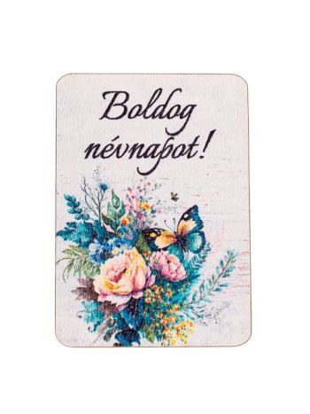 4db. Boldog névnapot! feliratos dekor fa tábla 7 x 5cm