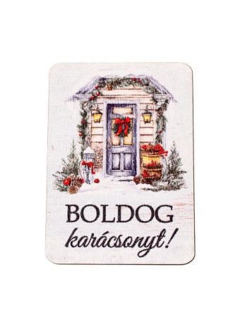 4db. Boldog karácsonyt! feliratos- díszes ajtó fa tábla 7 x 5 cm