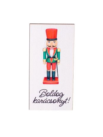 4db. Boldog karácsonyt! feliratos- diótörős fa táblácska- 4 x 10cm