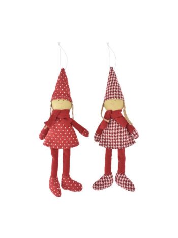 Gyerek akasztós- pöttyös- kockás- textil- 30 cm- piros- 2 féle SSS