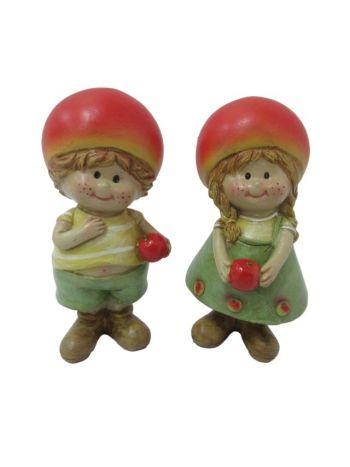 Gyerek fiú, lány almasapkában álló poly 3,8x3,5x8 cm piros, zöld 2 féle