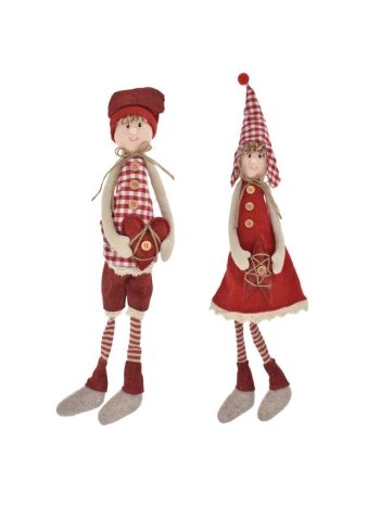 Gyerek fiú- lány szívvel- csillaggal- lógólábú- textil- 50 cm- piros- 2 féle SSS